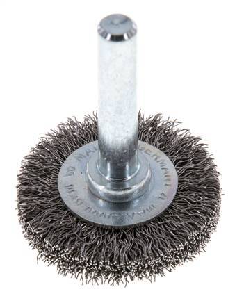 Round Brush 30x6 mm 6 mm Shaft Steel Wire 0.2 mm Corrugated