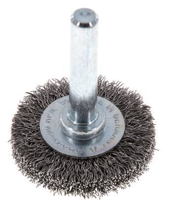 Round Brush 30x6 mm 6 mm Shaft Steel Wire 0.2 mm Corrugated