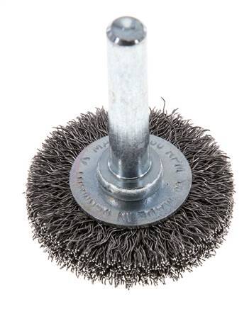 Round Brush 30x6 mm 6 mm Shaft Steel Wire 0.2 mm Corrugated