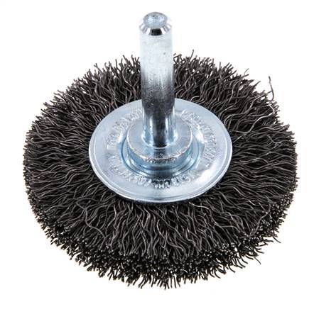 Round Brush 50x10 mm 6 mm Shaft Steel Wire 0.3 mm Corrugated