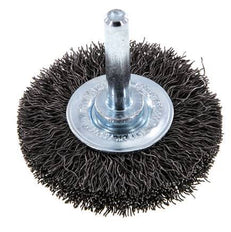 Round Brush 50x10 mm 6 mm Shaft Steel Wire 0.3 mm Corrugated