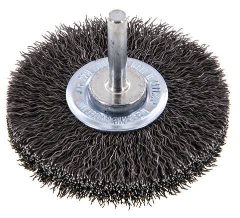 Round Brush 70x14 mm 6 mm Shaft Steel Wire 0.3 mm Corrugated