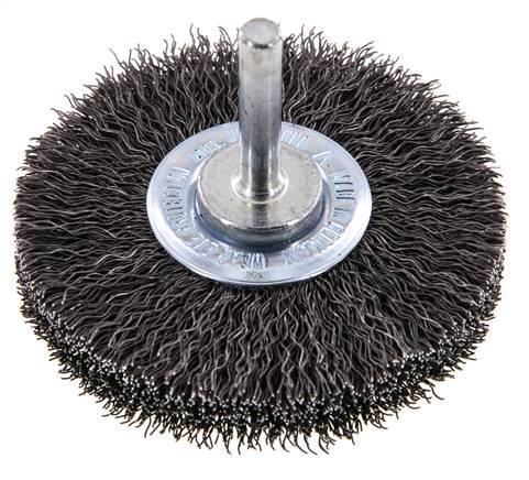 Round Brush 70x14 mm 6 mm Shaft Steel Wire 0.3 mm Corrugated