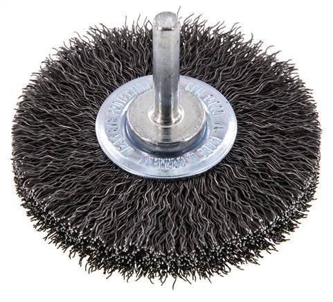 Round Brush 70x14 mm 6 mm Shaft Steel Wire 0.3 mm Corrugated
