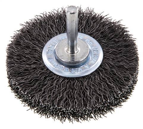 Round Brush 70x14 mm 6 mm Shaft Steel Wire 0.3 mm Corrugated