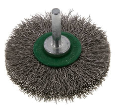 Round Brush 70x14 mm 6 mm Shaft Stainless Steel Wire 0.3 mm Corrugated