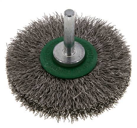 Round Brush 70x14 mm 6 mm Shaft Stainless Steel Wire 0.3 mm Corrugated