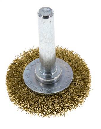 Round Brush 30x6 mm 6 mm Shaft Brass Wire 0.2 mm Corrugated