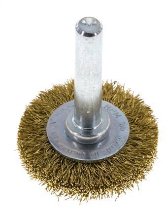 Round Brush 30x6 mm 6 mm Shaft Brass Wire 0.2 mm Corrugated