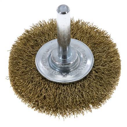 Round Brush 50x10 mm 6 mm Shaft Brass Wire 0.2 mm Corrugated