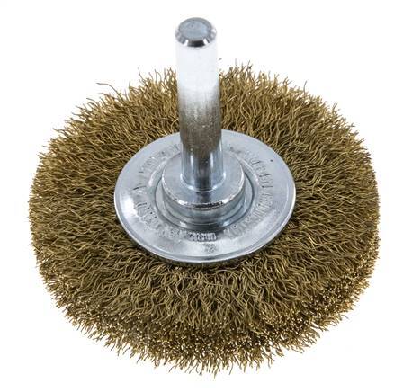Round Brush 50x10 mm 6 mm Shaft Brass Wire 0.2 mm Corrugated