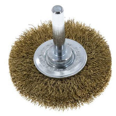 Round Brush 50x10 mm 6 mm Shaft Brass Wire 0.2 mm Corrugated
