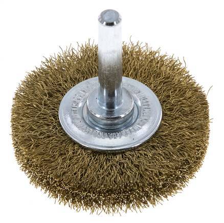 Round Brush 50x10 mm 6 mm Shaft Brass Wire 0.2 mm Corrugated