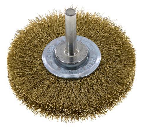 Round Brush 70x14 mm 6 mm Shaft Brass Wire 0.2 mm Corrugated