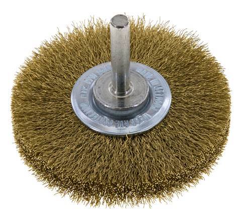 Round Brush 70x14 mm 6 mm Shaft Brass Wire 0.2 mm Corrugated