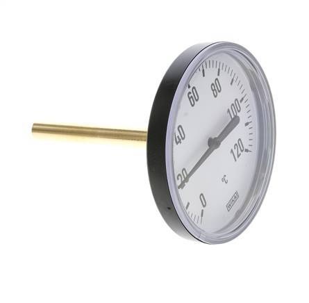 0 to +120°C Plastic Bimetallic Thermometer 100mm Cabinet 100mm Stem with Thermowell