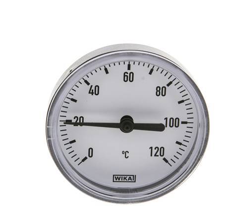 0 to +120°C Plastic Bimetallic Thermometer 63mm Cabinet 40mm Stem with Thermowell
