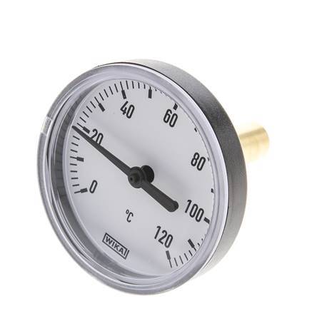 0 to +120°C Plastic Bimetallic Thermometer 63mm Cabinet 40mm Stem with Thermowell