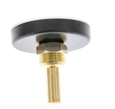 0 to +120°C Plastic Bimetallic Thermometer 63mm Cabinet 40mm Stem with Thermowell