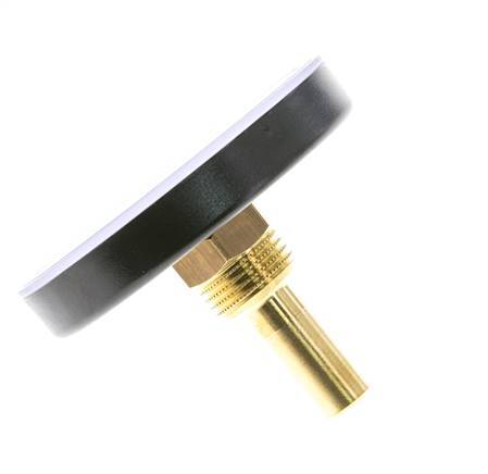 0 to +120°C Plastic Bimetallic Thermometer 80mm Cabinet 40mm Stem with Thermowell