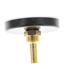 0 to +120°C Plastic Bimetallic Thermometer 80mm Cabinet 40mm Stem with Thermowell