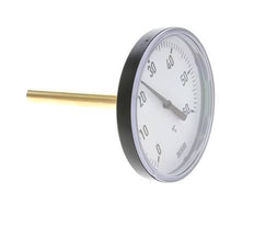 0 to +60°C Plastic Bimetallic Thermometer 100mm Cabinet 100mm Stem with Thermowell