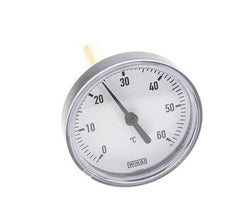 0 to +60°C Plastic Bimetallic Thermometer 63mm Cabinet 60mm Stem with Thermowell