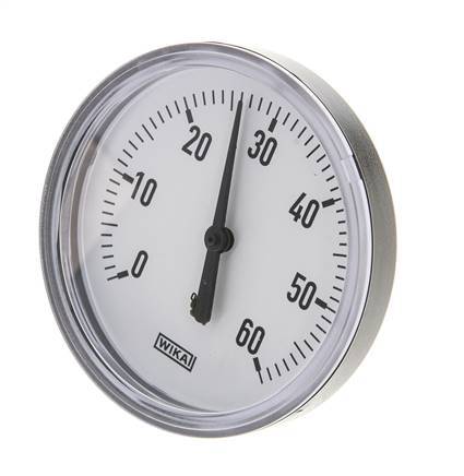 0 to +60°C Plastic Bimetallic Thermometer 80mm Cabinet 40mm Stem with Thermowell