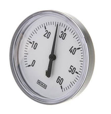 0 to +60°C Plastic Bimetallic Thermometer 80mm Cabinet 40mm Stem with Thermowell