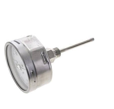 -40 to +40°C Petrochemical Stainless Steel Bimetallic Thermometer 100mm Cabinet 100mm Stem Rear