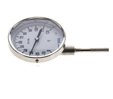 0 to +120°C Stainless Steel Bimetallic Thermometer 100mm Cabinet 63mm Stem Bottom
