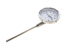 0 to +160°C Stainless Steel Bimetallic Thermometer 100mm Cabinet 160mm Stem Bottom