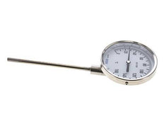0 to +160°C Stainless Steel Bimetallic Thermometer 100mm Cabinet 160mm Stem Bottom