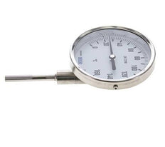 0 to +160°C Stainless Steel Bimetallic Thermometer 100mm Cabinet 63mm Stem Bottom