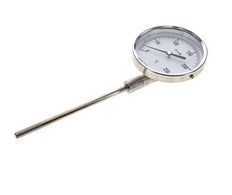 0 to +250°C Stainless Steel Bimetallic Thermometer 100mm Cabinet 160mm Stem Bottom