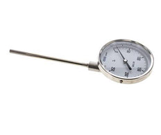0 to +250°C Stainless Steel Bimetallic Thermometer 100mm Cabinet 160mm Stem Bottom