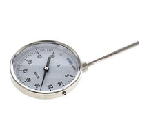 0 to +80°C Stainless Steel Bimetallic Thermometer 100mm Cabinet 100mm Stem Bottom