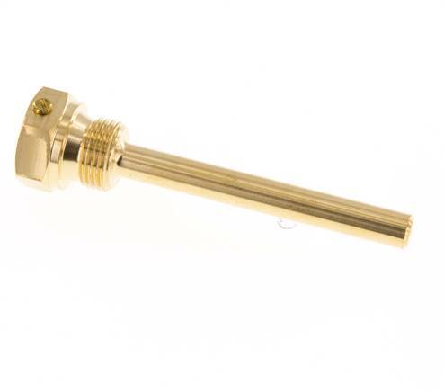 Copper Alloy G 1/2 Inch Bolt Fix Thermowell for 100mm Stem Max 160°C and 6 Bars