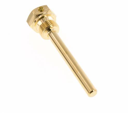 Copper Alloy G 1/2 Inch Bolt Fix Thermowell for 100mm Stem Max 160°C and 6 Bars