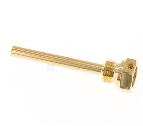 Copper Alloy G 1/2 Inch Bolt Fix Thermowell for 100mm Stem Max 160°C and 6 Bars