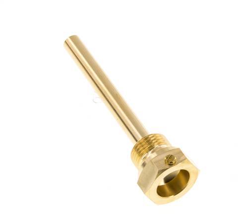 Copper Alloy G 1/2 Inch Bolt Fix Thermowell for 100mm Stem Max 160°C and 6 Bars