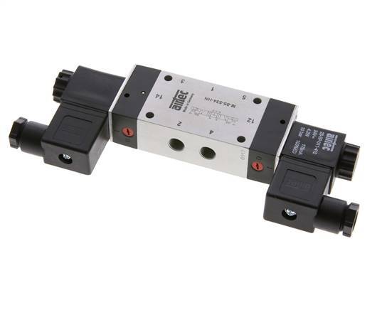 5/3 G1/8'' Pressure Center Solenoid Valve 24V DC 3-8bar/42-112psi Airtec