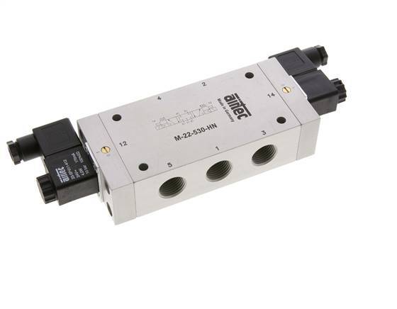 5/3 G1/2'' Center Closed Solenoid Valve 24V AC 3-10bar/42-140psi Airtec