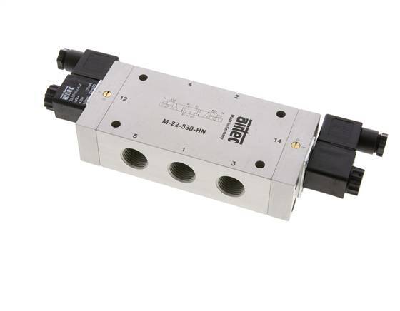 5/3 G1/2'' Center Closed Solenoid Valve 24V AC 3-10bar/42-140psi Airtec