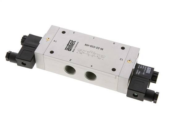 5/3 G1/2'' Center Closed Solenoid Valve 24V AC 3-10bar/42-140psi Airtec