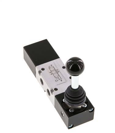 5/3 G1/8'' Exhaust Center Hand Lever Valve -0.95-10bar/-13.2-140psi