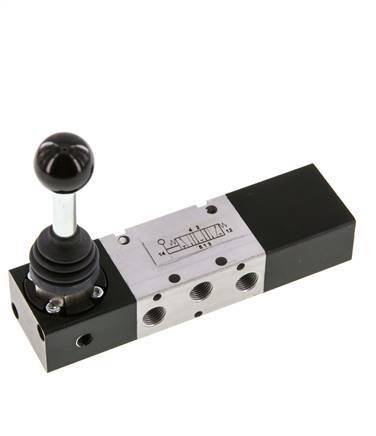 5/3 G1/8'' Exhaust Center Hand Lever Valve -0.95-10bar/-13.2-140psi