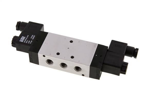 5/3 G1/4'' Pressure Center Solenoid Valve 230V AC 3-10bar/42-140psi Airtec