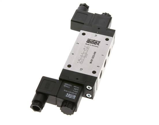5/3 G1/4'' Exhaust Center Solenoid Valve 24V DC 3-8bar/42-112psi Airtec