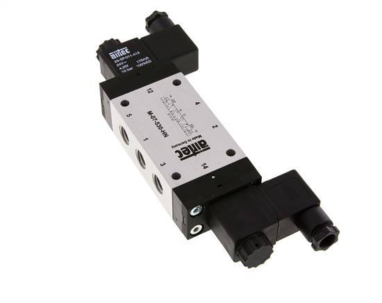 5/3 G1/4'' Center Closed Solenoid Valve 12V DC 3-8bar/42-112psi Airtec